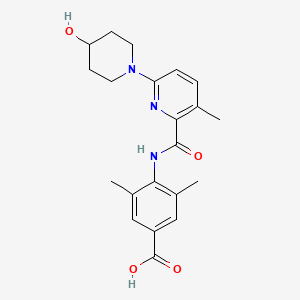 molecular formula C21H25N3O4 B8358005 4-[6-(4-hydroxypiperidin-1-yl)-3-methylpyridine-2-amido]-3,5-dimethylbenzoic acid 