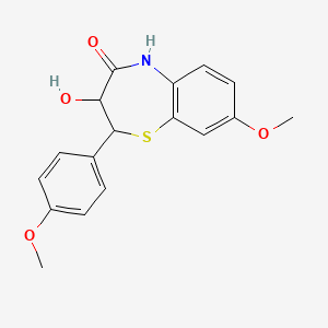 molecular formula C17H17NO4S B8358006 3-hydroxy-8-methoxy-2-(4-methoxyphenyl)-3,5-dihydro-2H-1,5-benzothiazepin-4-one 