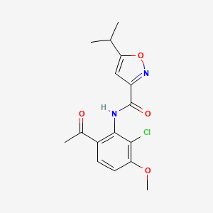 molecular formula C16H17ClN2O4 B8358059 N-(6-acetyl-2-chloro-3-methoxyphenyl)-5-isopropylisoxazole-3-carboxamide 