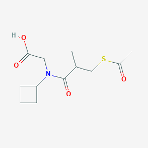 molecular formula C12H19NO4S B8358293 N-(3-Acetylthio-2-methylpropanoyl)-N-cyclobutylglycine 