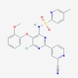 molecular formula C23H17ClN6O4S B8358307 N-(6-Chloro-2-(2-cyanopyridin-4-yl)-5-(2-methoxyphenoxy)pyrimidin-4-yl)-5-methylpyridine-2-sulfonamide 