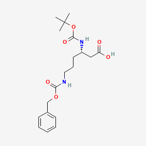 molecular formula C19H28N2O6 B8358376 (3S)-6-{[(Benzyloxy)carbonyl]amino}-3-[(tert-butoxycarbonyl)amino]hexanoic acid 