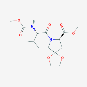 molecular formula C15H24N2O7 B8358437 methyl (S)-7-((methoxycarbonyl)-L-valyl)-1,4-dioxa-7-azaspiro[4.4]nonane-8-carboxylate 