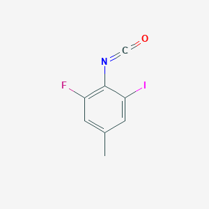 molecular formula C8H5FINO B8358452 1-Fluoro-3-iodo-2-isocyanato-5-methylbenzene 