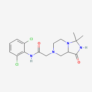 molecular formula C16H20Cl2N4O2 B8358455 N-(2,6-Dichlorophenyl)hexahydro-3,3-dimethyl-1-oxoimidazo(1,5-a)pyrazine-7(1H)-acetamide CAS No. 83898-62-8
