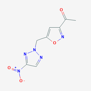 molecular formula C8H7N5O4 B8358463 1-[5-(4-Nitro-[1,2,3]triazol-2-ylmethyl)-isoxazol-3-yl]-ethanone 