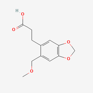 molecular formula C12H14O5 B8358516 3-(6-Methoxymethyl-1,3-benzodioxole-5-yl)propionic acid 