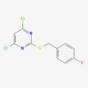 molecular formula C11H7Cl2FN2S B8358528 4,6-Dichloro-2-(4-fluorobenzylthio)pyrimidine 