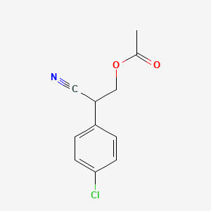 molecular formula C11H10ClNO2 B8358551 3-Acetoxy-2-(4chlorophenyl)propanenitrile 