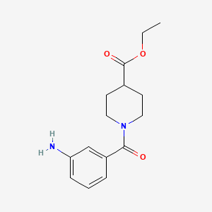 molecular formula C15H20N2O3 B8358572 3-[4-(Ethoxycarbonyl)piperidinocarbonyl]aniline 