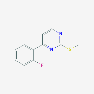 molecular formula C11H9FN2S B8358625 4-(2-Fluoro-phenyl)-2-methylsulfanyl-pyrimidine 