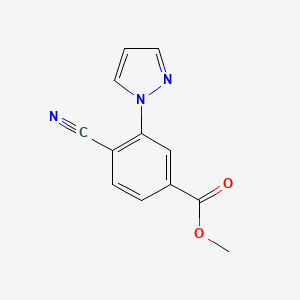 molecular formula C12H9N3O2 B8358708 methyl 4-cyano-3-(1H-pyrazol-1-yl)benzoate 