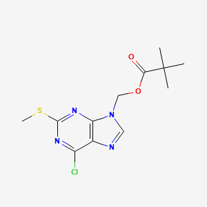 molecular formula C12H15ClN4O2S B8358844 6-Chloro-2-methylthiopurin-9-ylmethyl 2,2-dimethylpropionate 