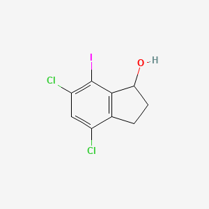 molecular formula C9H7Cl2IO B8358851 4,6-Dichloro-7-iodoindan-1-ol 