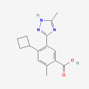 molecular formula C15H17N3O2 B8358893 4-cyclobutyl-2-methyl-5-(5-methyl-4H-1,2,4-triazol-3-yl)benzoic acid 