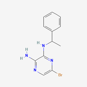 molecular formula C12H13BrN4 B8358903 5-bromo-N3-(1-phenylethyl)pyrazine-2,3-diamine 