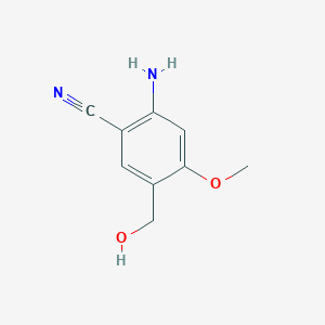 molecular formula C9H10N2O2 B8358926 2-Amino-5-(hydroxymethyl)-4-methoxybenzonitrile 