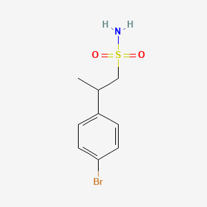 molecular formula C9H12BrNO2S B8359017 2-(4-Bromophenyl)propane-1-sulfonamide 