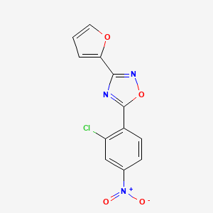 molecular formula C12H6ClN3O4 B8359020 5-(2-Chloro-4-nitrophenyl)-3-(2-furanyl)-1,2,4-oxadiazole 