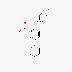 molecular formula C17H26N4O4 B8359022 Tert-butyl (4-(4-ethylpiperazin-1-yl)-2-nitrophenyl)carbamate 