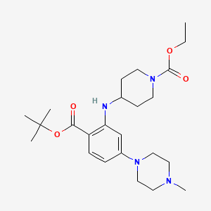 molecular formula C24H38N4O4 B8359043 Ethyl 4-{[2-(tert-butoxycarbonyl)-5-(4-methylpiperazin-1-yl)phenyl]amino}piperidine-1-carboxylate 