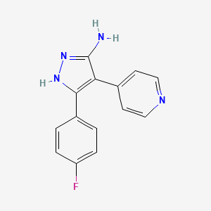 molecular formula C14H11FN4 B8359075 3-Amino-5-(4-fluorophenyl)-4-(4-pyridyl)pyrazole CAS No. 148671-44-7