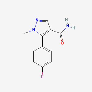 molecular formula C11H10FN3O B8359102 5-(4-fluorophenyl)-1-methyl-1H-pyrazole-4-carboxamide 