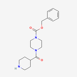 molecular formula C18H25N3O3 B8359120 Benzyl 4-(piperidine-4-carbonyl)piperazine-1-carboxylate 
