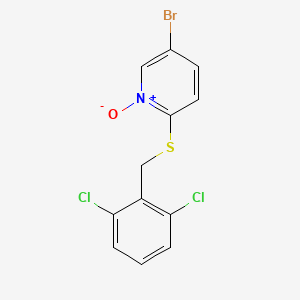 molecular formula C12H8BrCl2NOS B8359142 5-Bromo-2-{[(2,6-dichlorophenyl)methyl]sulfanyl}-1-oxo-1lambda~5~-pyridine CAS No. 88965-55-3