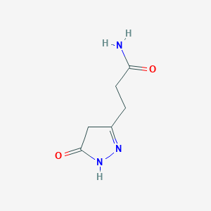 molecular formula C6H9N3O2 B8359148 3-(2-Aminocarbonylethyl)-2-pyrazolin-5-one 