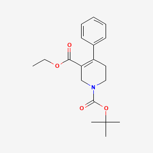 molecular formula C19H25NO4 B8359237 1-tert-Butyl 3-ethyl 4-phenyl-5,6-dihydropyridin-1,3(2H)-dicarboxylate 
