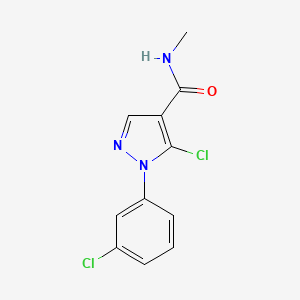 molecular formula C11H9Cl2N3O B8359387 1H-Pyrazole-4-carboxamide, 5-chloro-1-(3-chlorophenyl)-N-methyl- CAS No. 98533-16-5