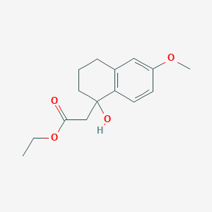 molecular formula C15H20O4 B8359427 Ethyl 1,2,3,4-tetrahydro-1-hydroxy-6-methoxy-1-naphthaleneacetate 