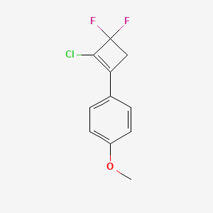 molecular formula C11H9ClF2O B8359486 2-Chloro-1,1-difluoro-3-(p-methoxyphenyl)-2-cyclobutene 