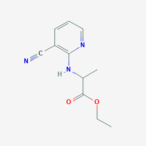 molecular formula C11H13N3O2 B8359578 Ethyl 2-[(3-cyanopyridin-2-yl)amino]propanoate 