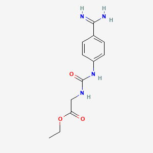 molecular formula C12H16N4O3 B8359589 2-[3-(4-Carbamimidoylphenyl)ureido]acetic acid ethyl ester 