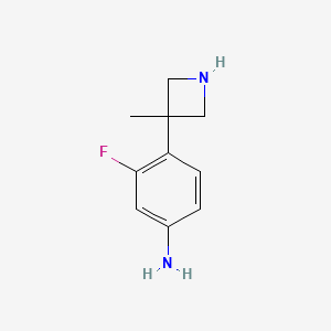 molecular formula C10H13FN2 B8359627 3-(4-Amino-2-fluorophenyl)-3-methylazetidine 