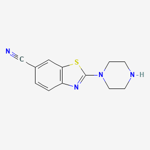 molecular formula C12H12N4S B8359640 2-Piperazin-1-yl-1,3-benzothiazole-6-carbonitrile 