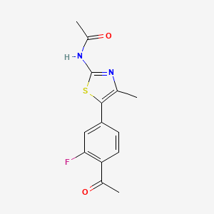 molecular formula C14H13FN2O2S B8359656 N-[5-(4-Acetyl-3-fluoro-phenyl)-4-methyl-thiazol-2-yl]-acetamide 