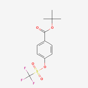 molecular formula C12H13F3O5S B8359737 4-Trifluoromethanesulfonyloxy-benzoic acid tert-butyl ester 