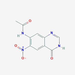 molecular formula C10H8N4O4 B8359793 7-acetamido-6-nitro-3H-quinazolin-4-one 
