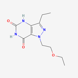 molecular formula C11H16N4O3 B8359984 1-(2-ethoxyethyl)-3-ethyl-1H-pyrazolo[4,3-d]pyrimidine-5,7(4H,6H)-dione CAS No. 885472-67-3