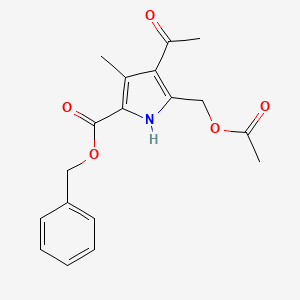 molecular formula C18H19NO5 B8360107 Benzyl 5-acetoxymethyl-4-acetyl-3-methylpyrrole-2-carboxylate 