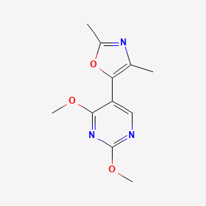molecular formula C11H13N3O3 B8360123 5-(2,4-Dimethyl-oxazol-5-yl)-2,4-dimethoxy-pyrimidine 