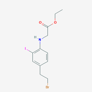 ethyl N-[4-(2-bromoethyl)-2-iodophenyl]aminoacetate