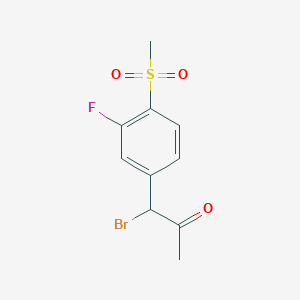 molecular formula C10H10BrFO3S B8360135 1-Bromo-1-(3-fluoro-4-methanesulfonyl-phenyl)-propan-2-one 