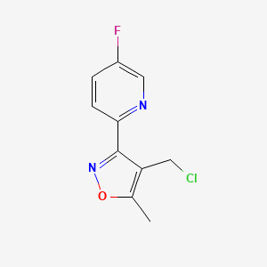 molecular formula C10H8ClFN2O B8360157 2-(4-Chloromethyl-5-methyl-isoxazol-3-yl)-5-fluoro-pyridine 