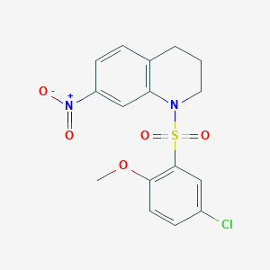 molecular formula C16H15ClN2O5S B8360171 1-(5-Chloro-2-methoxy-benzenesulfonyl)-7-nitro-1,2,3,4-tetrahydro-quinoline 