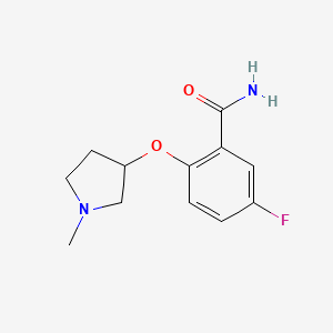 molecular formula C12H15FN2O2 B8360208 5-Fluoro-2-(1-methyl-3-pyrrolidinyloxy)benzamide 