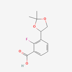 molecular formula C12H13FO4 B8360218 3-(2,2-Dimethyl-1,3-dioxolan-4-yl)-2-fluorobenzoic acid 